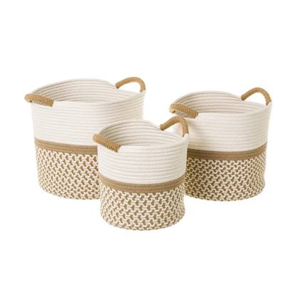 Rope lot de 3 corbeilles en corde beige