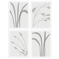 Lot de 4 tableaux en toile avec photo impression tiges de feuilles