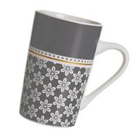 Dinera ensemble de 4 tasses en céramique grise et fleur
