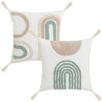 Arches coussin en polycoton motifs blanc/vert/beige 45x45cm