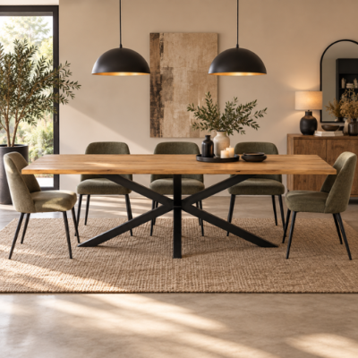 Accor table à manger en bois massif d'acacia irrégulière 240cm