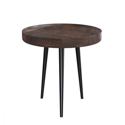 Mank table d'appoint ronde en bois de manguier foncé Ø40