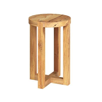 Farmer tabouret rond en bois de teck recyclé H45,5