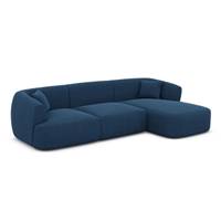 Gankeri canapé d'angle droit en tissu texturé bleu