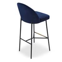 Nio tabouret de bar velours bleu encre et métal noir