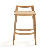 Moi tabouret de bar mi-hauteur chêne et tressage