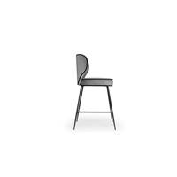 Valo tabouret de bar velours gris perle et métal noir