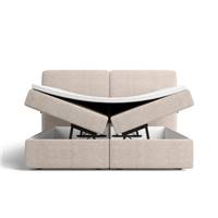 Bolabi lit boxspring 160x200 en tissu texturé beige