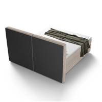 Bolabi lit boxspring 160x200 en tissu texturé beige