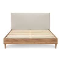 Naca lit 180x200 en bois de chêne et tissu beige