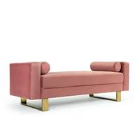Felicie banc tissu rose et métal doré