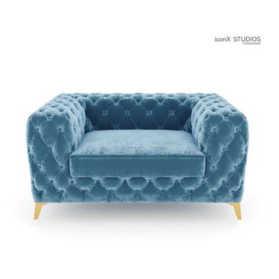 Bali fauteuil en velours bleu