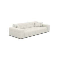 Lodce canapé 3 places en tissu bouclé blanc