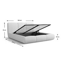 Ramnat lit boxspring 140x200 en tissu texturé beige