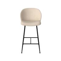 Esmée chaise de bar en tissu bouclé beige et pieds en métal noir H66