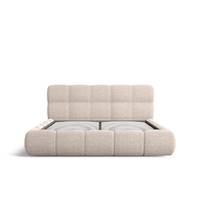 Lorea lit 160x200 avec rangement en tissu texturé beige