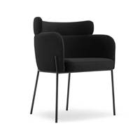 Baita chaise velours noir et pieds métal noir