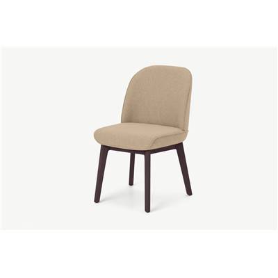 Erdee chaise tissé beige et pieds en bois teinté foncé
