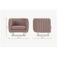 Helma fauteuil en velours rose perle