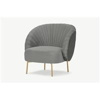 Ilana fauteuil velours gris clair