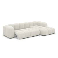 Cotton canapé d'angle droit convertible lit en tissu bouclé blanc