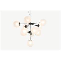 Globe lustre 11 ampoules nickel noir et verre dpoli