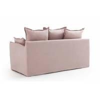 Kalisto canapé 2 places lin froissé rose