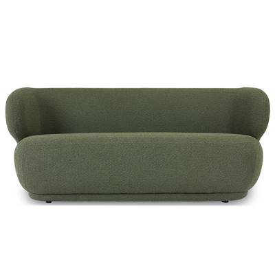 Havane canapé 2 places tissu bouclé vert kaki