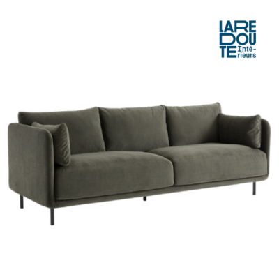 Joba canapé 4/5 places tissu velours vert kaki