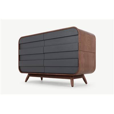 Esme commode large frêne fini foncé et gris