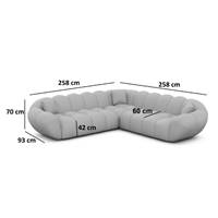Sigono canapé corner en tissu texturé gris clair
