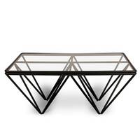 Diamond table basse verre et métal noir
