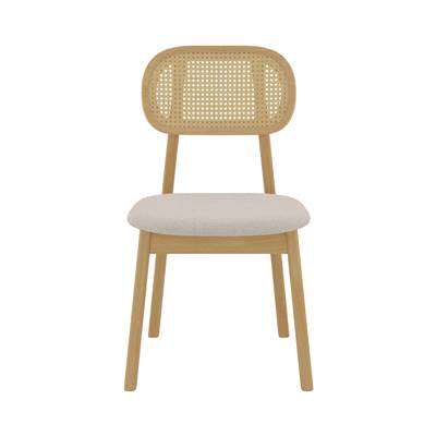 Musea chaise en cannage de rotin et tissu beige