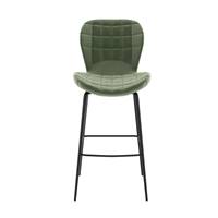 Lotus chaise de bar verte en velours matelassé H75