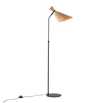 Ourika lampadaire métal noir et raphia naturel