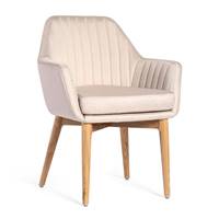 Yoko fauteuil tissu Beige pieds Frne clair