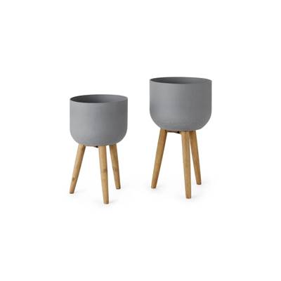 Allo lot de 2 porte-plantes gris ciment