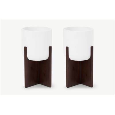 Barwyn lot de 2 cache-pots fibre de ciment et acacia