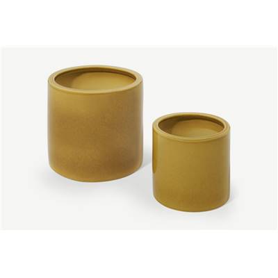 Marcie lot de 2 cache-pots jaune moutarde