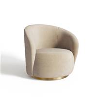 Jade fauteuil pivotant en velours taupe clair pied doré