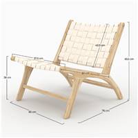 Essa fauteuil en teck et cuir tressé blanc