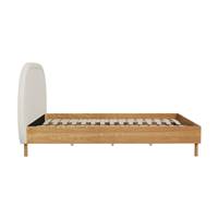 Georgina lit double 160x200 en tissu bouclé beige et bois d'hévéa