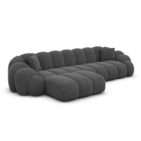 Dolban canapé d'angle gauche en tissu texturé gris anthracite