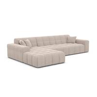 Lodce canapé d'angle gauche en tissu texturé beige