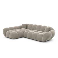 Sigono canapé d'angle gauche en velours beige foncé