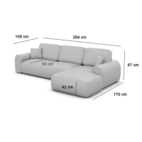 Apric canapé d'angle droit en tissu texturé blanc