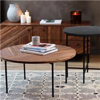 Maize lot de 2 tables basses gigognes rondes en bois recyclé marbre et métal