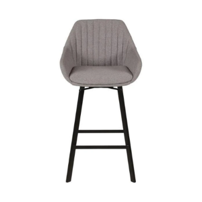 Moss chaise de bar pivotante tissu gris clair piètement métal noir H75cm