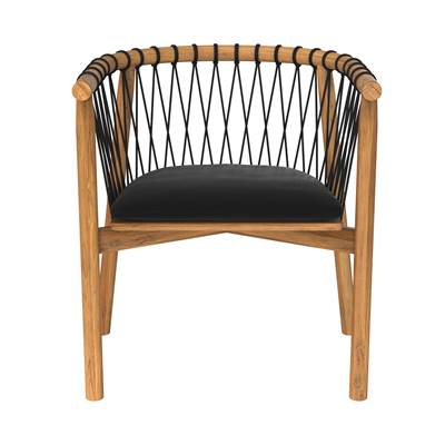 Almeria fauteuil de jardin en teck et tissu noir