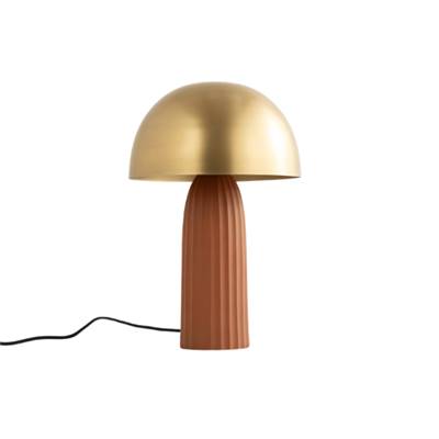 Shimo lampe de table champignon terracotta et doré